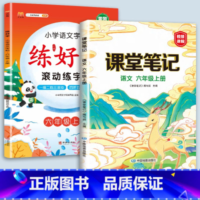 6上语文字帖+课堂笔记 [正版]二年级上册练字帖小学生一年级三四五六年级练好字语文同步练字本衡水体英语滚动练字法人教版每