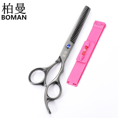 柏曼黑钢牙剪刀+刘海夹-美发剪刀理发剪刀剪发刀牙剪刀打薄剪碎发剪刀家庭理发店发廊成人儿童用