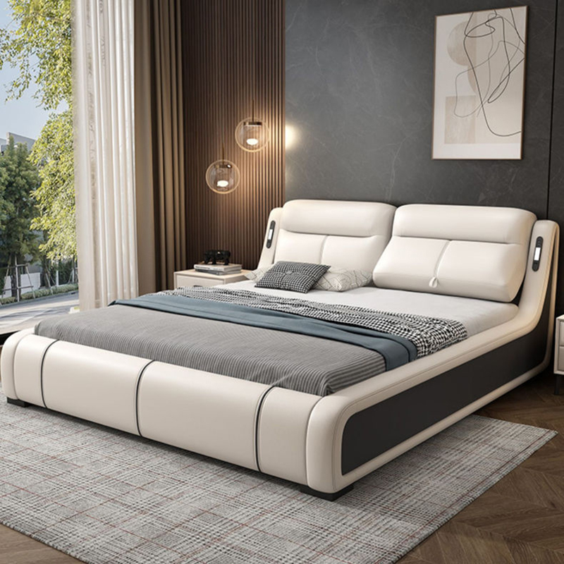 气压高箱床主卧高端大气意式轻奢真皮床现代简约双人床带储物空间
