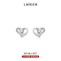 999纯银爱心耳钉女睡觉免摘防堵针养耳洞耳骨钉小众高级耳环耳饰送女朋友老婆情人节七夕生日礼物