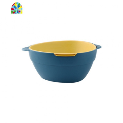 创意双层塑料洗菜盆洗菜篮厨房家用创意淘米洗水果菜盘篮子 FENGHOU 大号U型浅绿