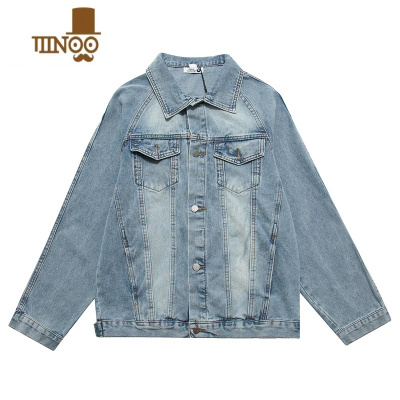 YANXU美式复古水洗做旧字母刺绣牛仔外套男潮牌男女宽松夹克上衣ins