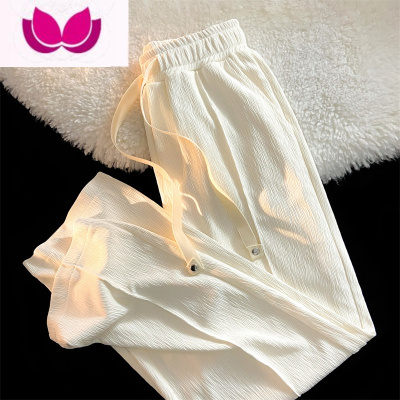 七斓夏季薄款冰丝裤子男宽松直筒阔腿休闲裤ins港风韩版潮流垂感卫裤