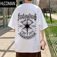 HLCOMAN夏季短袖t恤男2025新款美式圆领体恤衫复古ins潮牌半袖上衣服