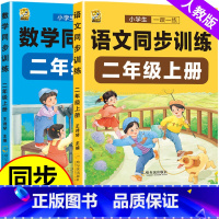 语数同步训练+口算题卡 二年级下 [正版]二年级上册语文数学同步练习册同步训练人教版全套试卷测试卷全套一课一练下册小学2