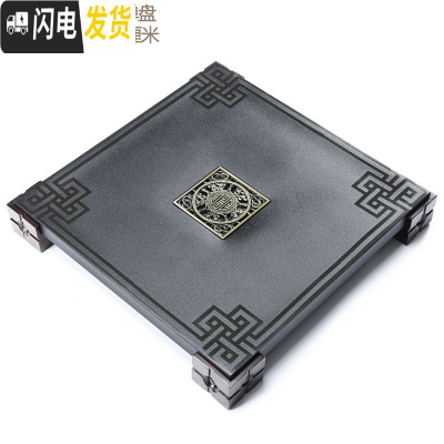 三维工匠整套紫砂功夫茶具套装家用黑檀实木茶盘乌金石茶台茶壶茶杯 乌金石瑞福单盘 2件