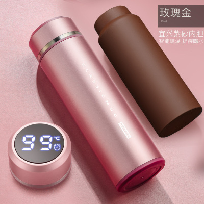 家柏饰(CORATED)智能紫砂内胆保温杯男士女紫砂杯泡茶杯水杯子 玫瑰金