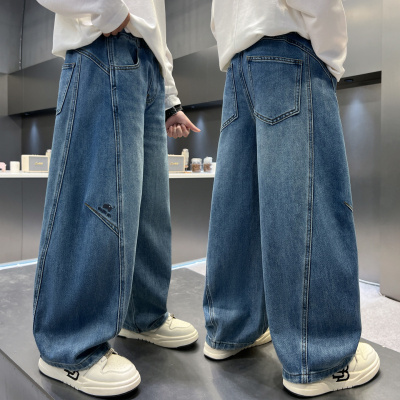 男童春装裤子2026新款大童春秋款男孩春季休闲儿童直筒牛仔裤