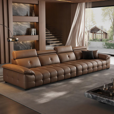 意式轻奢高靠劳伦斯真皮沙发头层牛皮沙发简约极简皮沙发现代直排