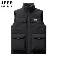 JEEPspirit马甲常规多口袋中青年加绒无袖坎肩外套新款男6322