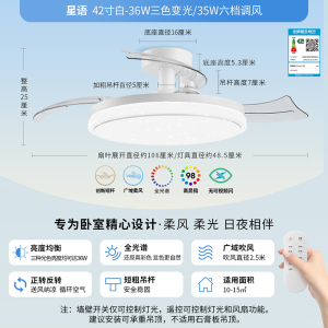 雷士照明(NVC)吊扇灯客厅餐厅家用风扇吊灯简约现代电扇灯具遥控变频隐形风扇灯