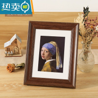 敬平复古相框摆台挂墙画框装裱七寸洗照片6寸8木质框架12寸10桌面摆件 咖啡色 16寸[可放30.5*40.6cm]挂墙
