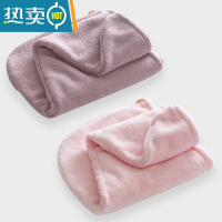 敬平两条 干发帽女吸水速干可爱韩国浴帽包头巾加厚擦头发沐浴帽 紫鹃色+樱花粉