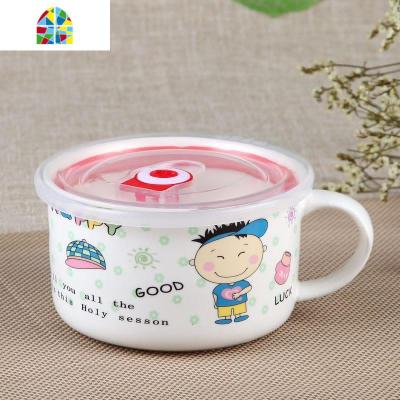 餐饮陶瓷泡面碗带盖密封冰箱微波炉保鲜盒卡通大号保鲜碗定购 FENGHOU 单个男孩(关注收藏优先发货)