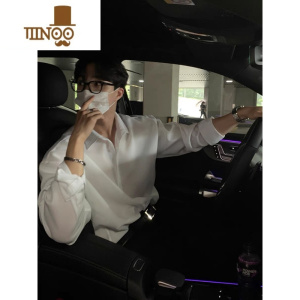 YANXU黑色衬衫男士长袖感痞帅潮轻熟风休闲上衣dk垂感内搭衬衣