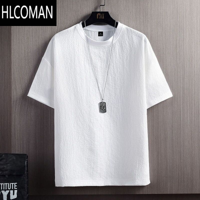 HLCOMAN冰丝短袖t恤男速干透气宽松薄款大码男生半袖体恤打底衫男装上衣
