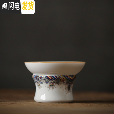 三维工匠金丝珐琅彩茶壶陶瓷浮描金宫廷壶承泡茶壶彩绘功夫茶具套装 金丝珐琅彩茶漏组