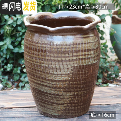 三维工匠特大陶罐花盆陶瓷大号土陶罐法师盆大口径多肉花盆高筒老桩盆 L-116 如图花盆容器