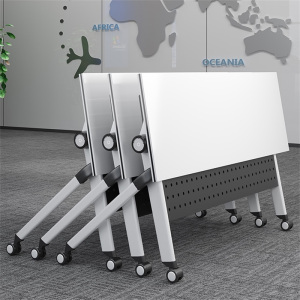 易企采 1200*600*750mm 办公家具折叠培训桌移动会议桌会议室桌子会议条桌双层办公桌户外宣传桌折叠桌 120*60CM暧白色（单桌不含椅）