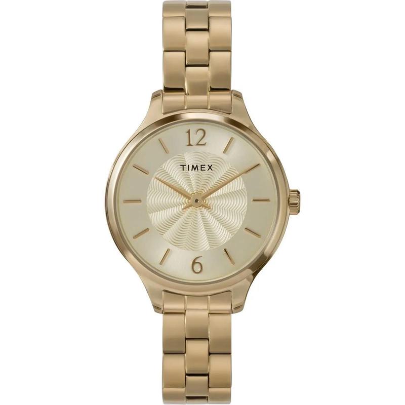 Timex /天美时石英真皮表带金色防水商务简约情侣腕表