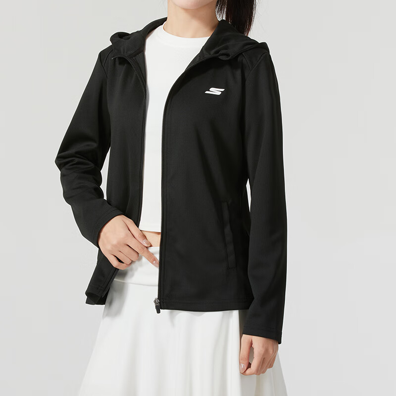斯凯奇(Skechers)女装新款梭织连帽夹克时尚百搭运动外套P224W163-03K8 ZP