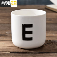 三维工匠陶瓷北欧英文字母创意姓氏咖啡厅装饰无手柄情侣漱口马克茶is水杯 字母杯:E款[级款]咖啡器具