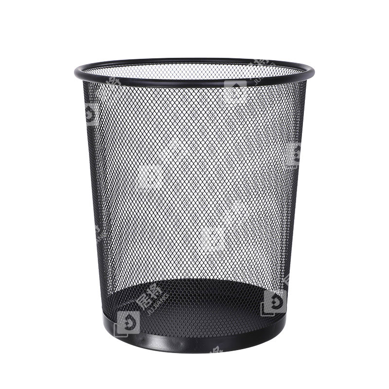 居将 JJ4022203网状圆形垃圾桶铁艺垃圾篓无盖纸篓 黑色大号