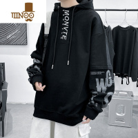 YANXU潮牌新款拼接连帽卫衣男生潮流宽松设计感小众ins外套