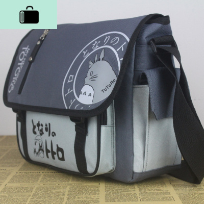 新龙猫动漫大容量帆布单肩斜挎背包青少年初中高中男女孩学生书包NEWLAKE男士单肩包