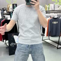 春夏新款短袖T恤男加厚重磅刺绣字母潮流简约半袖t上衣休闲体恤衫