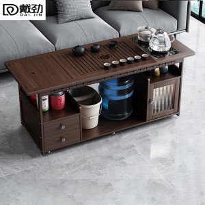 戴劲移动茶台家用竹木小茶桌烧水壶一体简约现代功夫茶几 120长茶字面玻璃电器+黑陶茶具