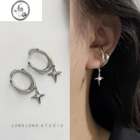 JiMi十字芒星款耳夹女耳环2023年新款潮星星吊坠耳饰无耳洞高级感