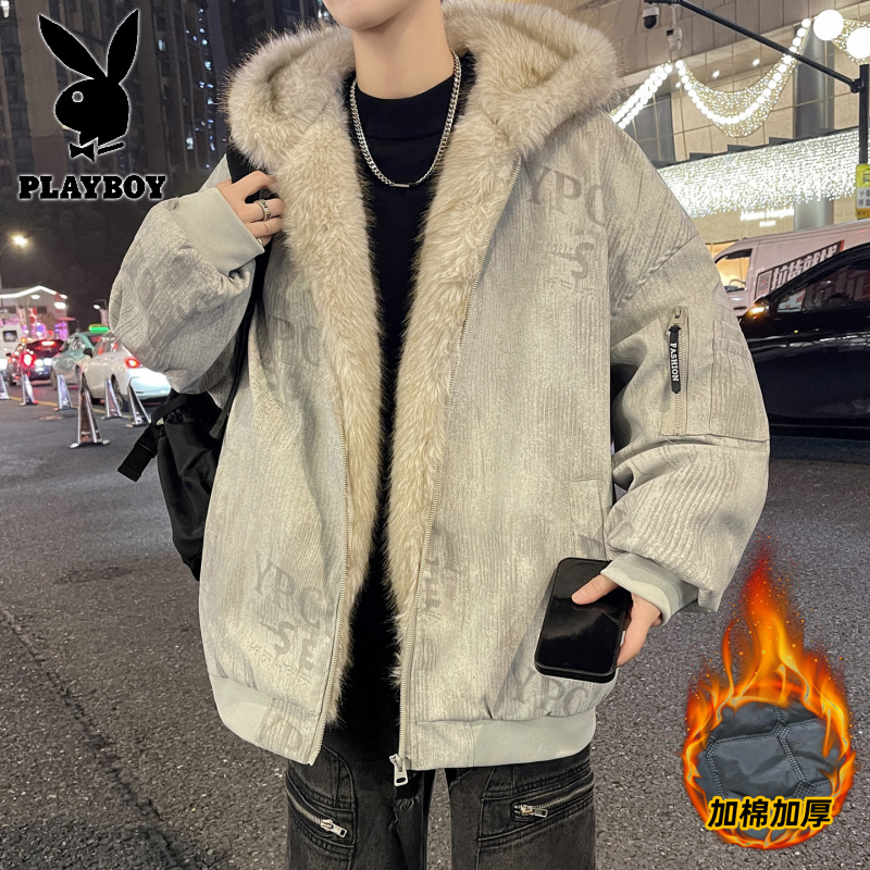 花花公子新款高品质秋冬季青少年加棉加厚棉衣男座山棉服外套