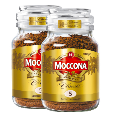 Moccona摩可纳 经典 中度烘焙 冻干速溶 黑咖啡 5号 400g 2瓶实惠装 澳洲进口
