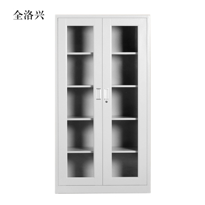 全洛兴钢制档案柜财务凭证柜带锁储物柜铁皮柜书柜通玻对开门文件柜