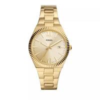 Fossil/化石女士金tone不锈钢三眼日期防水石英腕表