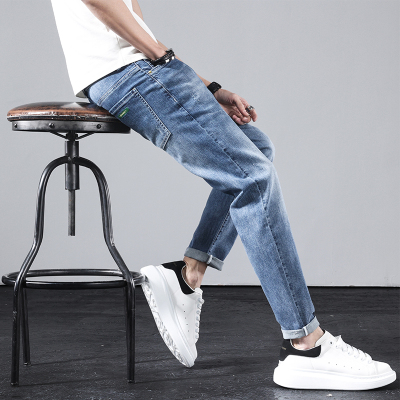 美特邦杰2021春夏弹力牛仔裤男修身直筒韩版潮流男士牛仔裤休闲百搭青年男裤子