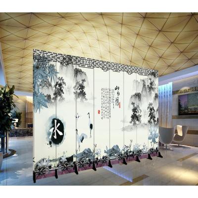 定制LOGO屏风隔断客厅玄关酒店办公室折叠移动装饰背景墙折屏 8扇夹板(3.2米宽1.8米高)