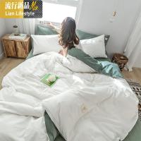 北欧风棉水洗棉四件套棉色床单被套学生宿舍床上用品三件套 三维工匠