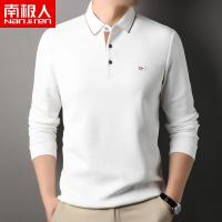 南极人男士长袖T恤翻领珠地棉polo衫上衣加厚商务休闲男装体恤衫