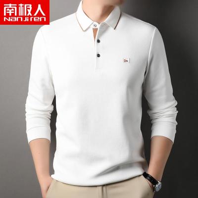南极人男士长袖T恤翻领珠地棉polo衫上衣加厚商务休闲男装体恤衫