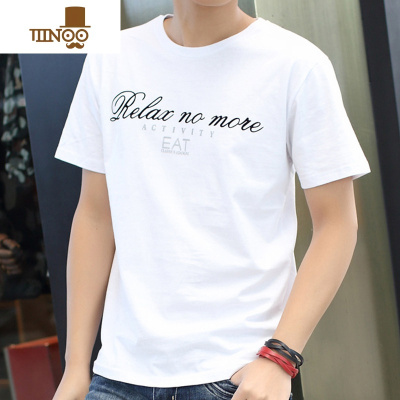 新款男装短袖T恤男士印花青少年半袖上衣韩版修身潮男打底体恤衫