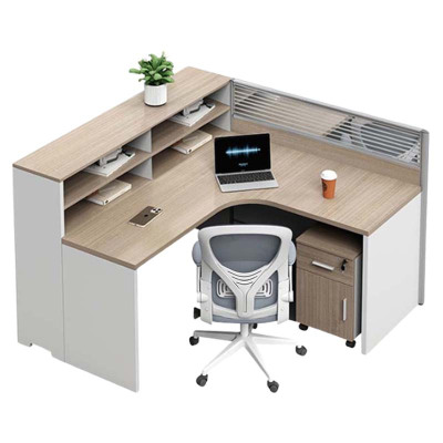 汉诺鑫威职员办公桌员工位转角l型卡座简约现代电脑桌办公室桌椅组合F型单人位+活动柜+椅子