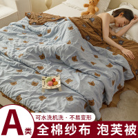卡通儿童泡芙被夏季款五层纱布毛巾被夏被夏凉被空调被芯盖毯毛毯