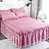 美帮汇全棉床罩床套防滑床裙式单件全棉保护防尘罩1.5米1.8m床单1三件套 甜点日记 180x200[床裙+2个枕套]