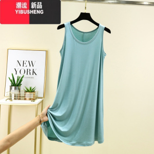 YIBUSHENG大码莫代尔睡裙女季200斤冰丝宽松胖MM孕妇背心吊带睡衣连衣裙
