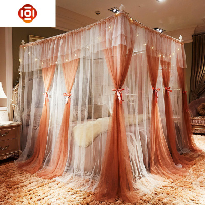 ins网红双层蚊帐公主风欧式1.8m床家用双人加密加厚1.5米宫廷落地三维工匠