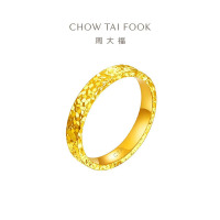 周大福碎碎冰碎金金碎冰冰足金黄金戒指女宽版(工费:460计价)EOF1277七夕礼物