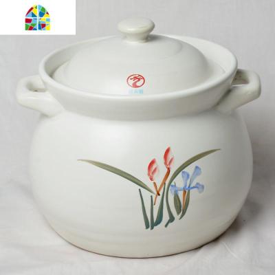 [天天]养生汤煲砂锅炖锅陶瓷炖煲沙锅砂锅煲汤明火可高温 FENGHOU 5L兰花送隔热垫(4-6人份)