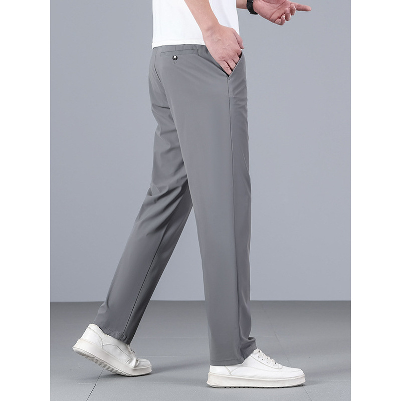 锦氨四面弹商务休闲裤男春夏新款轻奢清爽透气宽松直筒中年冰丝裤